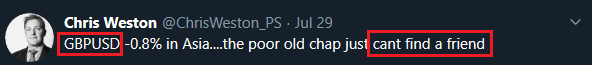 wrong_situation's tweet image. Follow #Pepperstone #FX ChrisWeston_ps' tweet may incur #margin #call

Said CANNOT FIND a FRIEND
     @ #GBPUSD ~ 1.2129 ❌
NOW #GBPUSD ~ 1.2299 (#UP, #FOUND FRIEND)

#eurusd #audusd #usdjpy #usdcad #nzdusd #gbpjpy #usdchf #btcusd #scalping #crypto #copper #tradewar #rba #trading