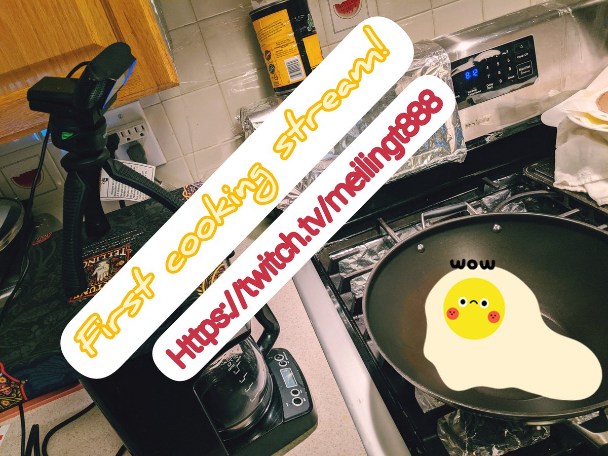 LittledragonMei's tweet photo. I'm so nervous... This will be my first cooking stream. Hope I don't make a huge mess
 Going live!
https://t.co/nIXpmes7mm
#twitch #twitchstream #tuesdaystream #casualstream #casualtwitchstream #cooking #cookingstream #irlstream #nerdygirl #irlcooking #gamergirl #weekdaystream https://t.co/EGmQoF7oMB