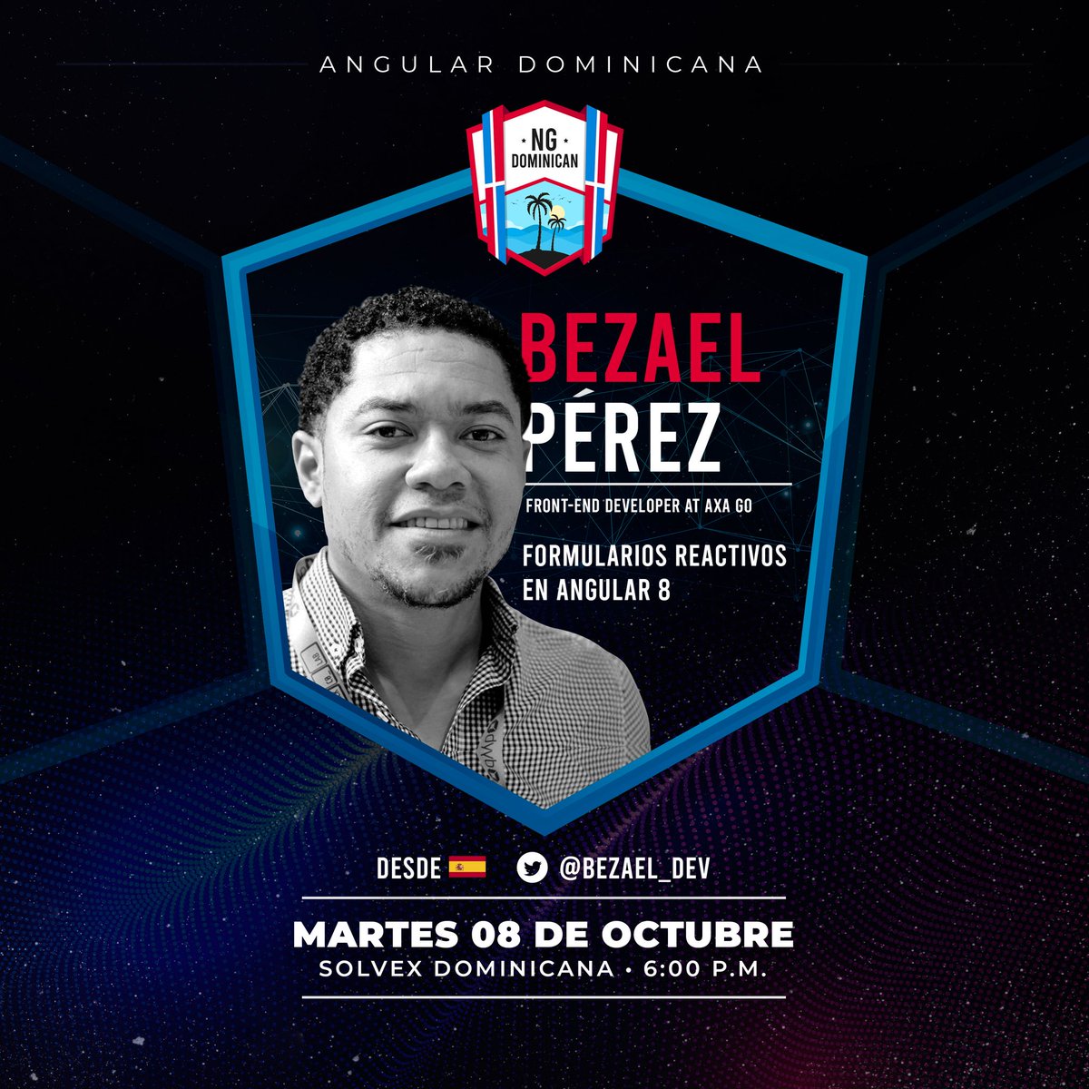 ngDominican's tweet photo. Bezael Pérez
Web Developer por más 5 años de experiencia. Formador online y presencial. A colaborado con  equipos de desarrolladores de varias partes del mundo

En su tiempo libre le gusta compartir conocimientos y lo hace a traves del canal de YouTube Dominicode 🇩🇴
#AngularNight https://t.co/g9cuAGqfX7