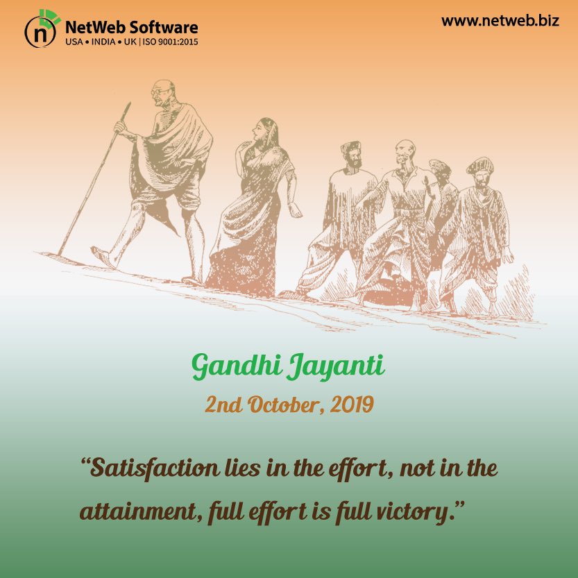 netwebsoftware's tweet photo. Noble thoughts of Mahatma Gandhi have given strength and inspiration to millions across the world. Here’s remembering Mahatma Gandhi on his birth anniversary.
#GandhiJayanti #RememberingGandhi #NetWebBelieves #BestPlacetoWork #NetWeb https://t.co/yhShgH4VGT