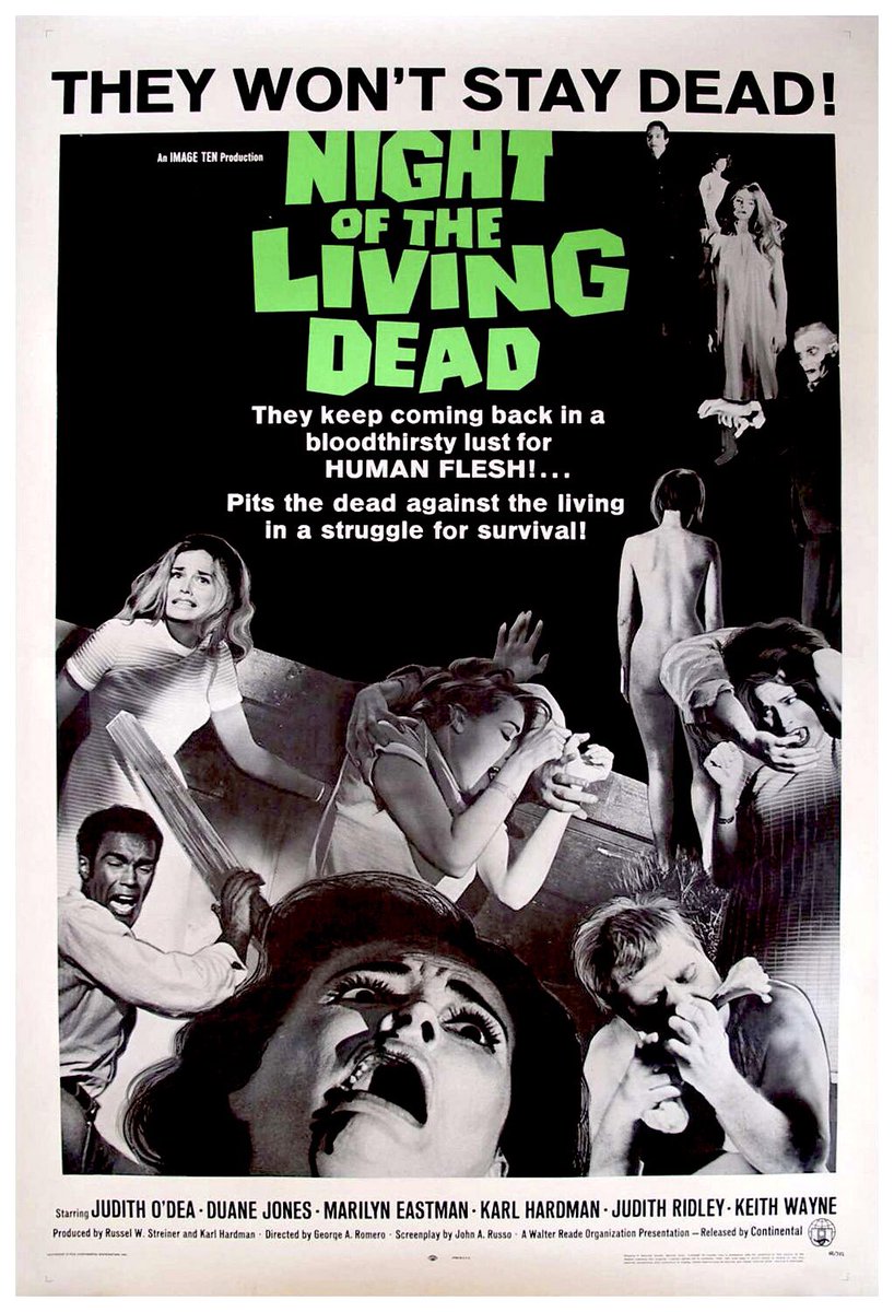 FilmNewsNos's tweet photo. 🎬MOVIE HISTORY: 51 years ago today, October 1, 1968, the movie ‘Night of the Living Dead’ opened in theaters!

#DuaneJones #JudithODea #KarlHardman #MarilynEastman #KeithWayne #JudithRidley #KyraSchon #CharlesCraig #BillHinzman #GeorgeKosana #RussellStreiner #BillCardille https://t.co/53RVsSdBry