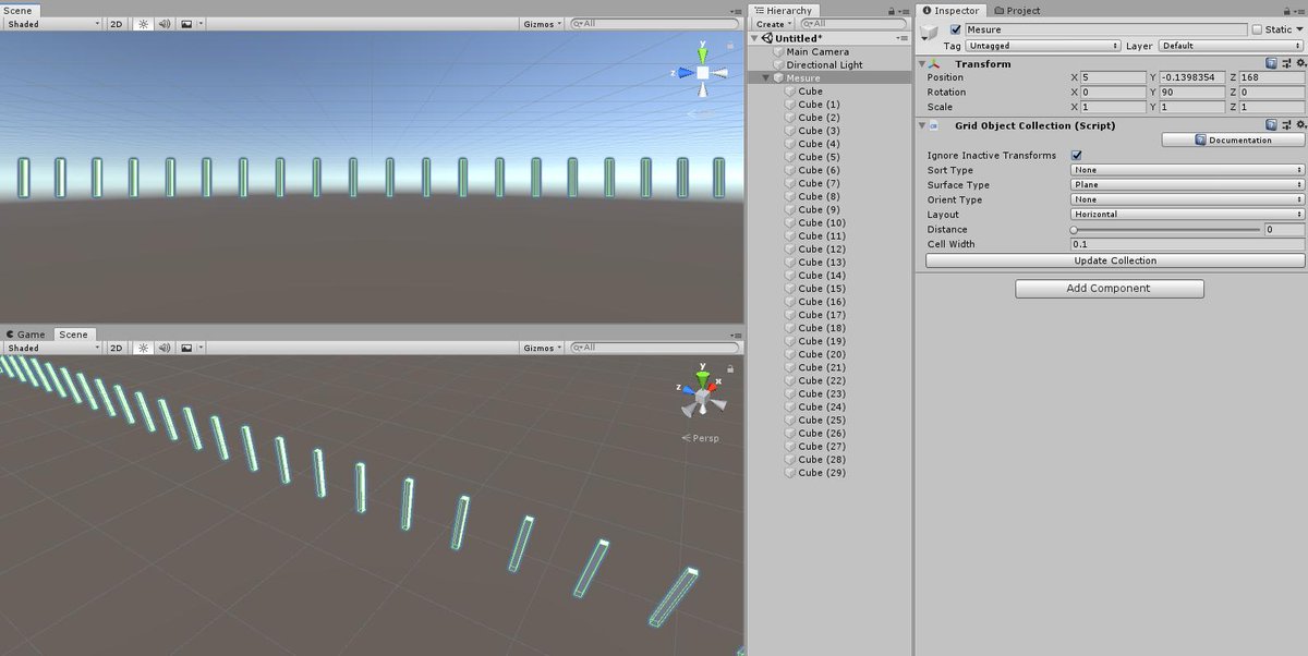 torikasyu's tweet photo. Grid Object Collectionで現実計測用の定規が簡単に作れた。これを配置して屋外撮影行ってこよう。#MRTK https://t.co/PxTC4wZioX