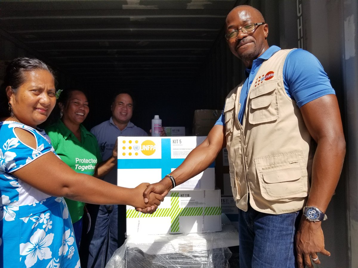 Kirondekavuma's tweet photo. Handing over UNFPA procured life saving Reproductive Health &amp; Gender Based Violence Response supplies to Ministry of Health-Kiribati. #ICPD25 This is why I march...@UNFPAPacific @UNFPAasia @UNFPA @Atayeshe https://t.co/14AsRfKY0p