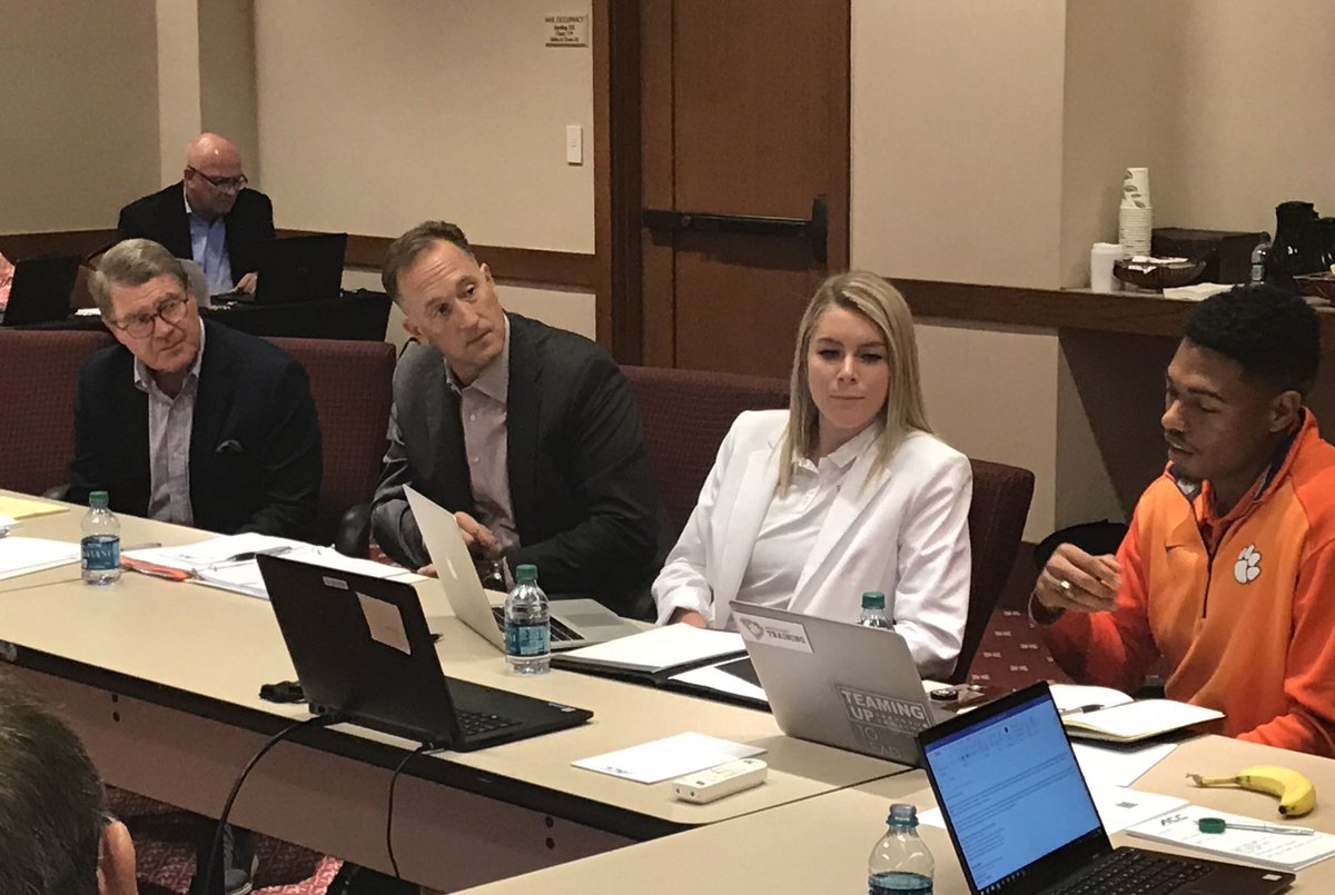 Awesome to have SAAC President Abby McKinzie (<a href="/HokiesVB/">Virginia Tech Volleyball</a>) and rep Darron Coley (<a href="/ClemsonTrackXC/">Clemson Track & Field 🐾</a>) at ACC Fall Meetings today! 

#ACC | 👏