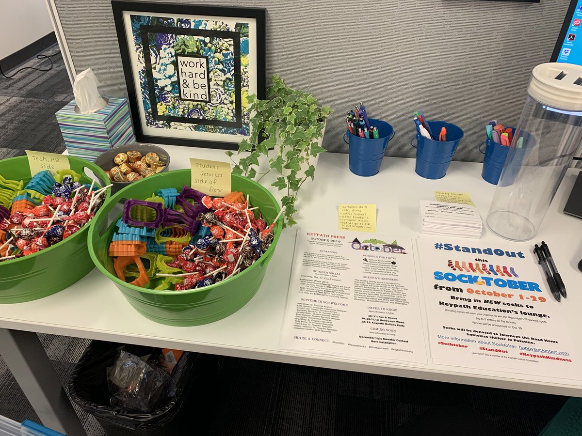 kcmgd31's tweet photo. Happy Oct! As a part of @KeypathEdu’s Culture Committee- I helped create a newsletter sharing the fun happenings, #KeypathKindness to share our kindness experiences- which kicked off w @thebradmontague’s #Socktober, & got gifts for everyone to share our #StandOut initiative! FUN! https://t.co/efXNuF1w9U
