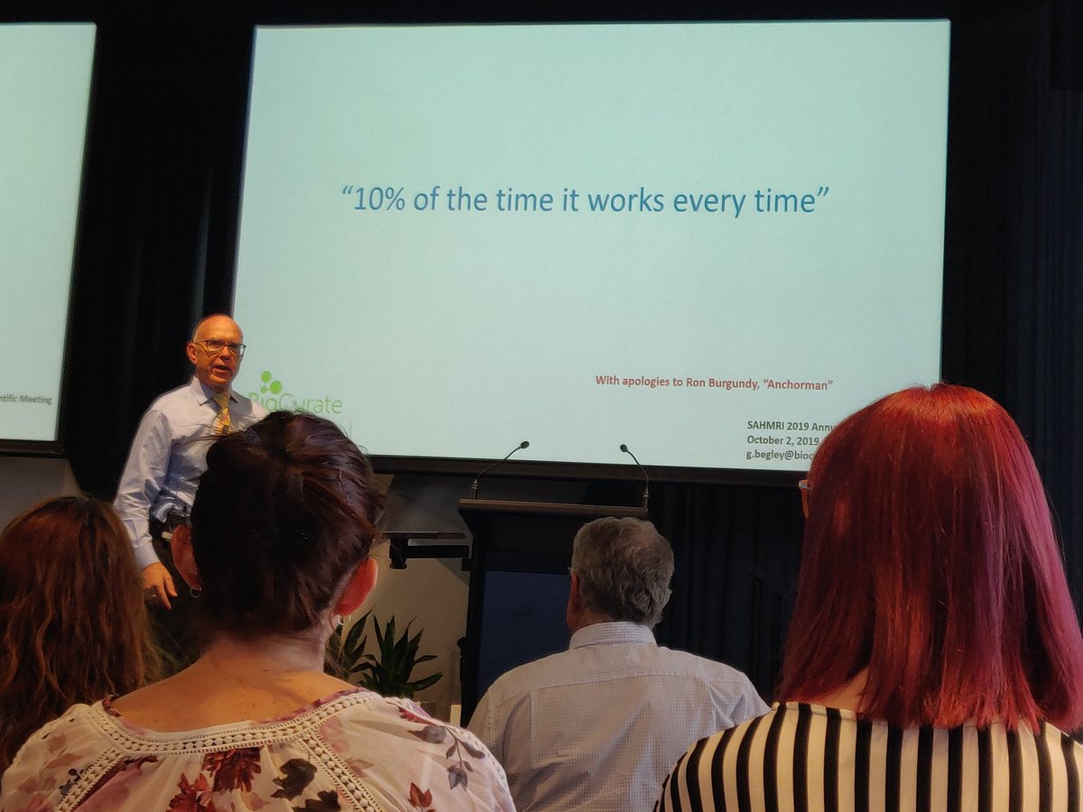 SAHMRI_Heart's tweet photo. Fantastic presentation from Dr Glenn Begley @BioCurate to kick off the @sahmriAU Annual Scientific Meeting. The main message: Be skeptical!
#sahmriasm https://t.co/s1gRNngYH3