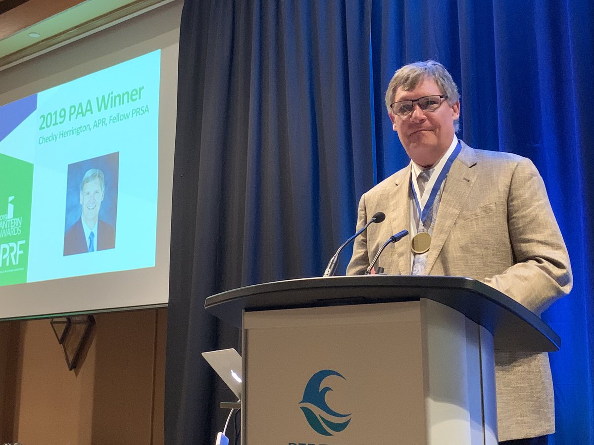 SouthernPRFed's tweet photo. Congratulations to Mississippi’s Checky Herrington, APR, Fellow PRSA, for being awarded the 2019 Professional Achievement Award! The PAA is SPRF’s highest honor.
#SPRF2019 #PRinParadise https://t.co/x9JixgHCZC