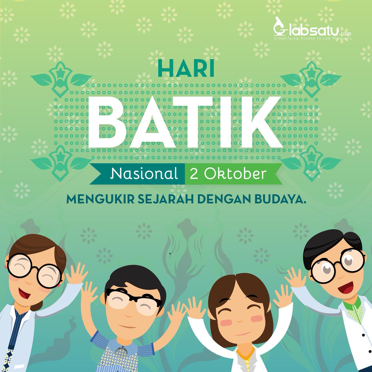 LabSatu's tweet photo. Selamat Hari Batik Nasional! .. Siapa yang pakai batik hari ini? Jangan lupa berbatik ya.   #LabSatu #HariBatikNasional #HBN https://t.co/96V4g4RdYA
