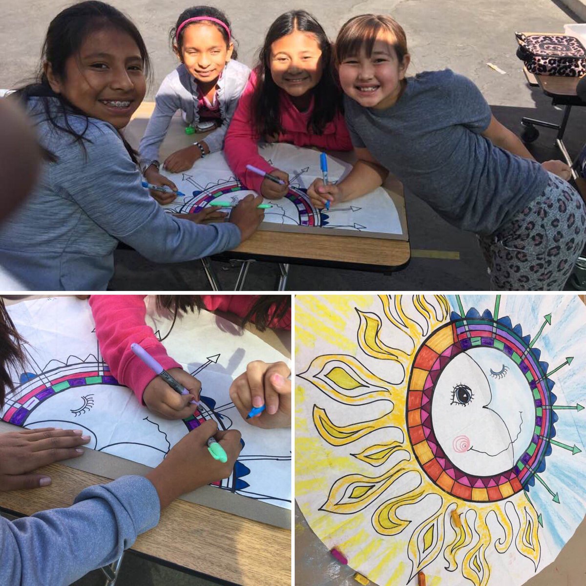 SteamSoCal's tweet photo. 4th &amp; 5th grade artists @SumacLSTEM collaborated during recess!  Results are in a beautiful display in the front office, just in time for our Féria De Herencia Hispano this Friday!  #SumacPride #RecessArt #SteamSoCal
#SumacRocks https://t.co/4ZR24sUgzV