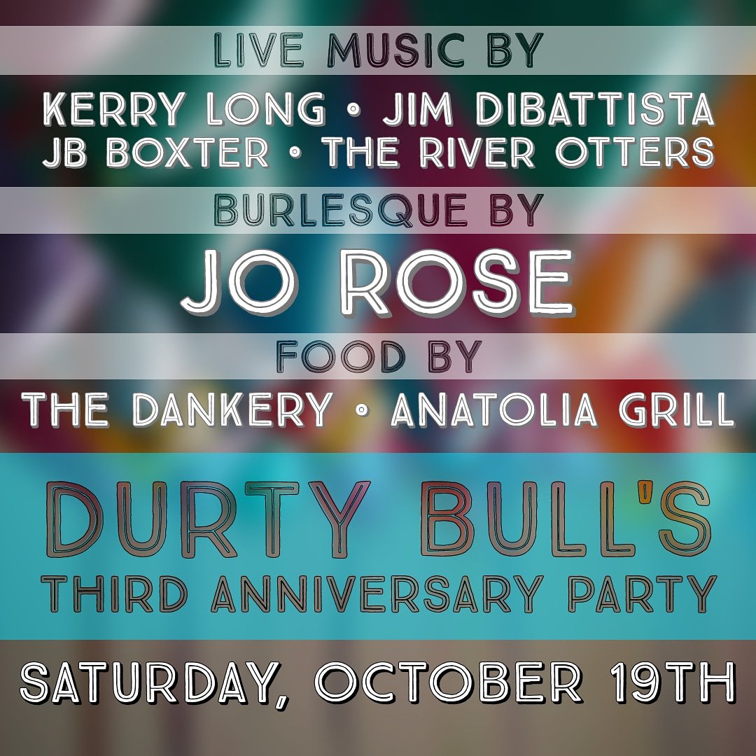 durtybull's tweet photo. Third Anniversary Party 🍻
Saturday October 19th • All Day Long!
Live & Local Music, Burlesque, Small Batch & Special Beer Releases, and food by Anatolia Grill and @snpdankery919.
#drinkdurty #cheerstothreeyears https://t.co/I5ysWguCtZ