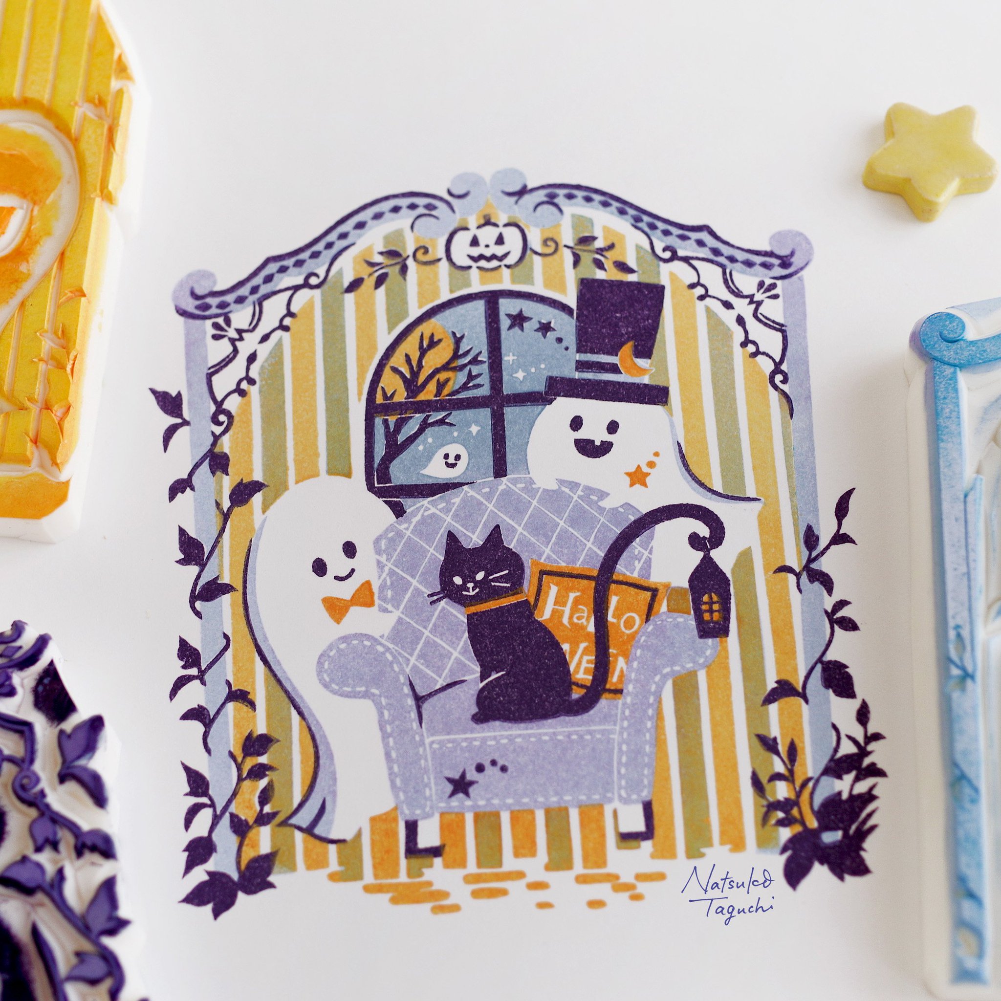 消しゴムはんこNo.430 ハロウィン ちびくまとホウキ 消しゴムはんこNo.294 ちびくまspecial thanks