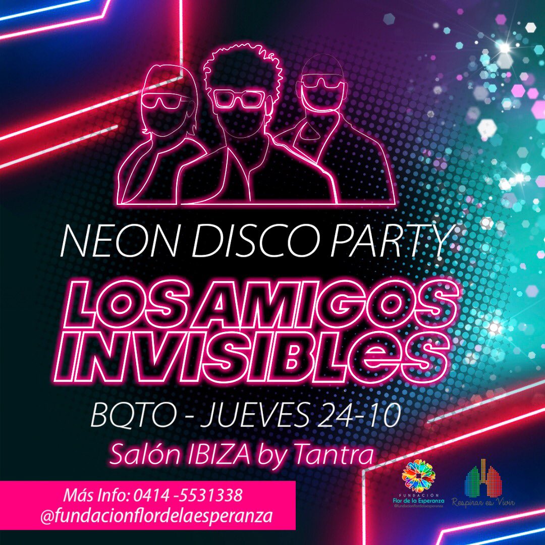AmgsInvisibles's tweet photo. #Amundo #NaGuara #Barquisimeto ¡confirmado! Nos presentamos el jueves 24 de octubre a beneficio de @respiraresvivir y #FundacionFlorDeLaEsperanza
Fiesta con propósito, vamos a pasarla bien con el fin de ayudar a ambas fundaciones. Boletos al 414-5531338. 🔥🕺🏼❤️ #Venezuela https://t.co/yPlbwuDgoW