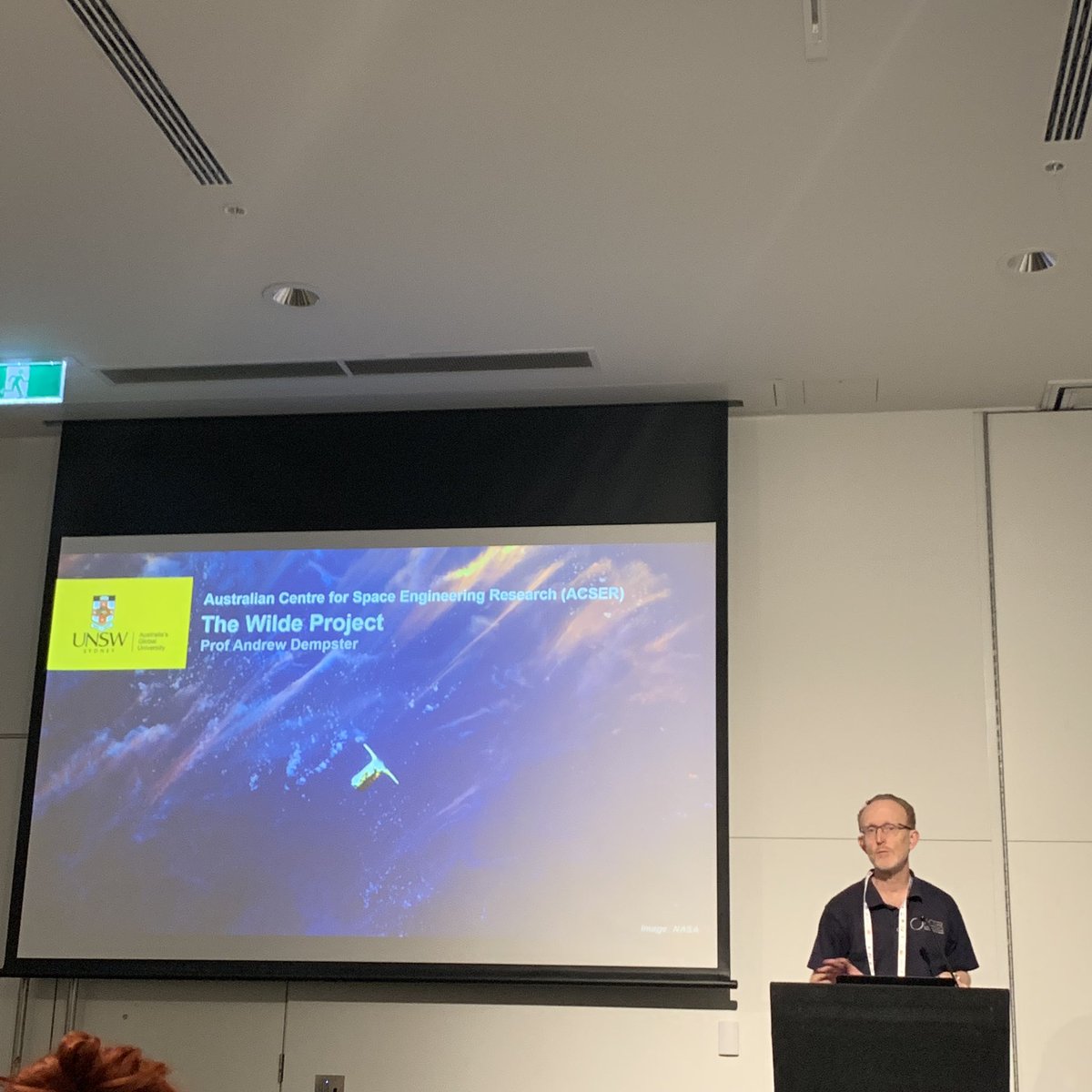 EducatingSpace's tweet photo. Prof Andrew Dempster @acserunsw presents “The Wilde Project: A Moon Mission for Australia” The 8th Space Forum & 19th AustralianSpace Research Conference #asrc2019 #educatingspace #saspaceforum #unsw #moonmission #lunarmissions #acser #acserunsw @tmro #lunarmining #australia https://t.co/UpzcDj3Dx8