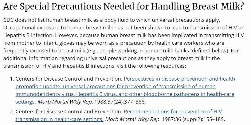 SarahHaverstick's tweet photo. @MarriottBonvoy @Marriott And just so you know, the @CDCgov does not require universal precautions for breast milk. https://t.co/HIDW8DAi5z https://t.co/Aj7a6XOB04