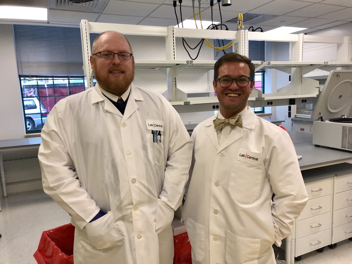 JFruehauf's tweet photo. Well that’s what I call white glove service-bow ties included. 

Dr. Nate Donelson and Gordon Carlson are getting the lab ready for move-in for Vivtex and ⁦@DCEifyouplease⁩ ⁦@labcentral⁩ ⁦@n8donelson⁩ https://t.co/caus5xT1nP