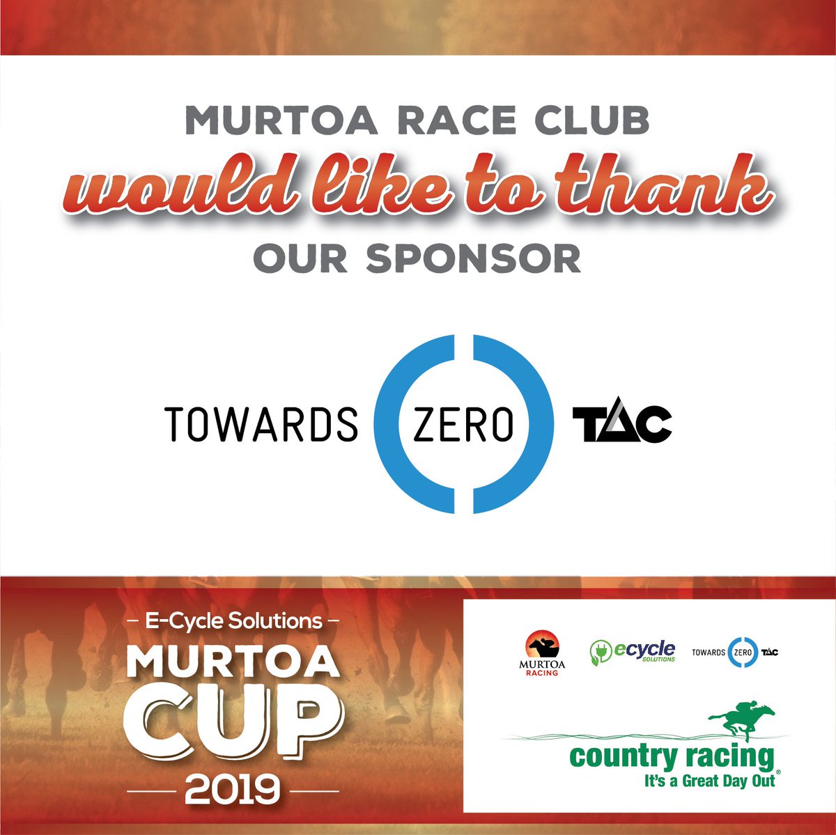 MurtoaRacing's tweet photo. Without our sponsors, we would not be what we are today! The E-Cycle Solutions Murtoa Cup is thankful to TAC for their ongoing support! #MurtoaRaces https://t.co/Kd92IOUy0V