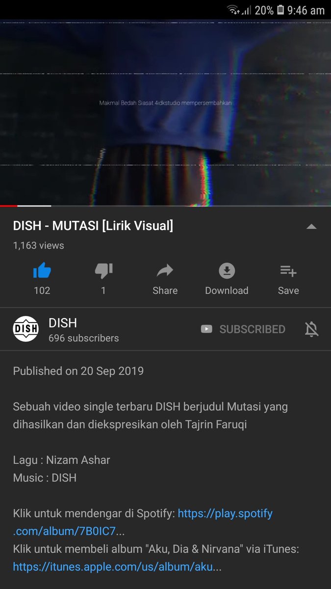 Dengarkan single terbaru DISH berjudul 'Mutasi' di saluran youtube.com/dishband

<a href="/kamarseni/">KSSLS</a> 
<a href="/Jenn_Thompson/">jennthompson2811</a> 
<a href="/HashtagMY/">Hashtag Media Sdn Bhd</a> 
<a href="/MalayaRoll/">MALAYA ROLL</a> 
<a href="/stickyboxco/">Stickybox®️</a> 
<a href="/Rantaiart/">RANTAI ART</a> 
<a href="/kelipanstore/">CoolioMag</a> 
<a href="/tempatanfest/">Tempatan Fest</a> 
<a href="/RockTheWorldMY/">Rock The World</a>