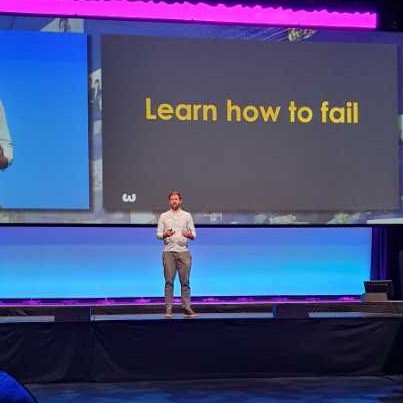 Simon Griffiths Co-founder of Who Gives a Crap talking at the ATEM Conference. Amazing story, man and the good they do - wow!! #Feduni