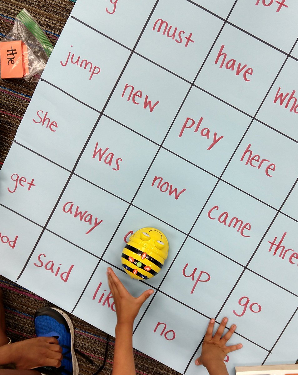 Library_LauraC's tweet image. Bee Bot, meet sight words. Sight words, meet Bee Bot. Coding + reading = fun!!! #mnpslibhack