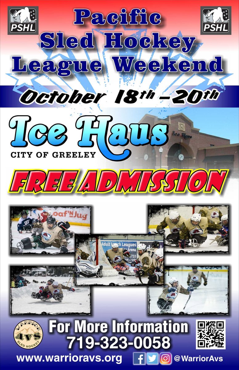 AdaptSports's tweet photo. Good evening #Colorado, USA, supporters! Come out to #Littleton or #Greeley Oct. 18th-20th and cheer on your @WarriorAvs as they host their first tournaments of their sled hockey season! #sledhockey #hockey #military #veterans #warriors #adaptivesports #supportadaptivesports https://t.co/VeuBBvIxNH
