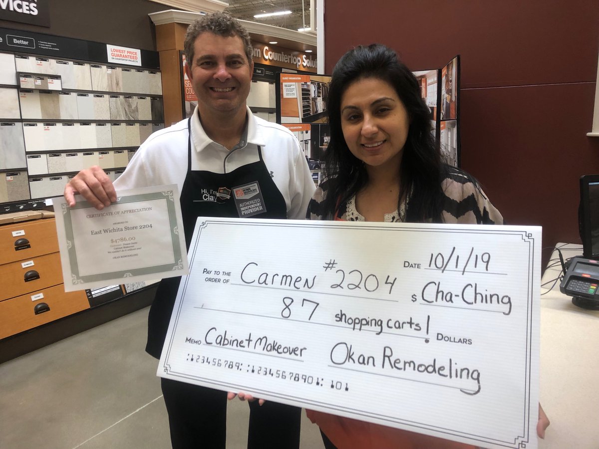 OkanRemodeling's tweet photo. Congrats on the 87 shopping carts to Carmen from East Wichita 2204. Awesome job!! https://t.co/p6sIFS7Usq