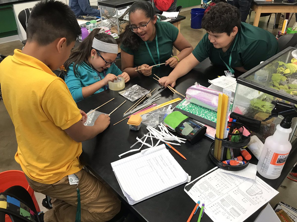JKBaker_15's tweet photo. Today in science we built barges with the goal of seeing which group’s could hold the most weight to demonstrate how mass and volume affect density and buoyancy! @JamesBerryES @HoustonISD #NorthLightsTheWay https://t.co/2wUJJHxXFl