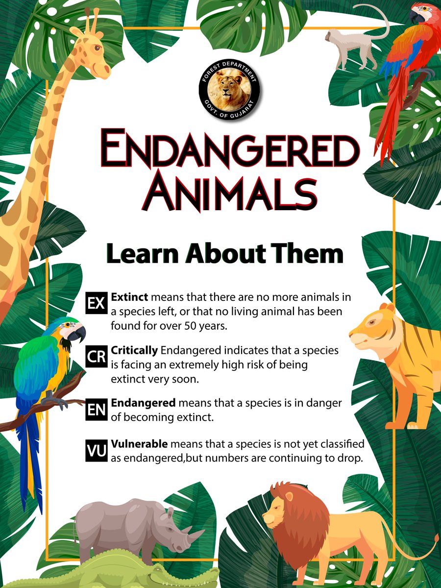 On this #WorldWildLifeWeek " (2nd to 8th Oct) we  have come out with a unique series of "Endangered Species" During whole week we will be covering  each Endangered animal of India on daily basis   <a href="/HoffPccf/">PCCF & HoFF, Gujarat State</a> 

#Worldwildlifeweek2019 #EndangeredAnimals #GujForestDept