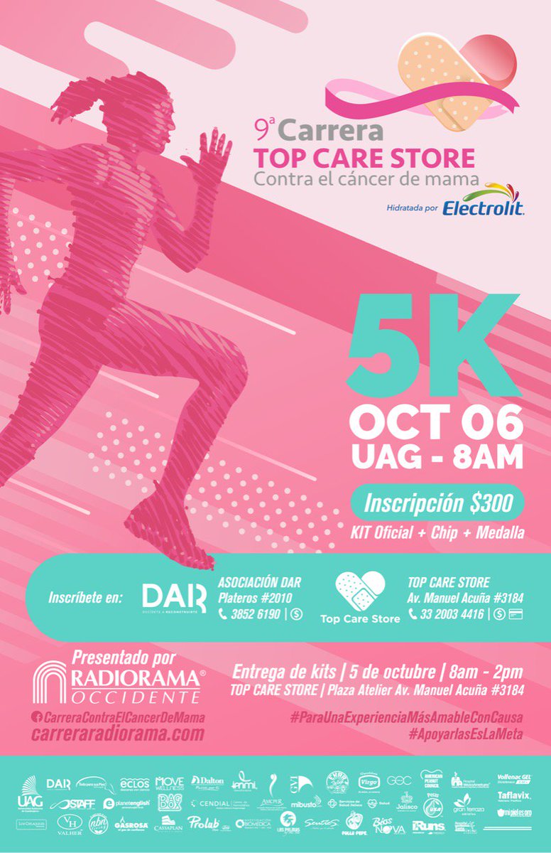 BosquesAMG's tweet photo. La 9ª Carrera Contra el Cáncer de mama de #RadioramaDeOccidente se llevará a cabo este próximo domingo 6 de octubre.

No te pierdas de esta experiencia 5K en la que además, estarás apoyando esta gran causa.

#ApoyarlasEsLaMeta https://t.co/bXFd4ijHMX
