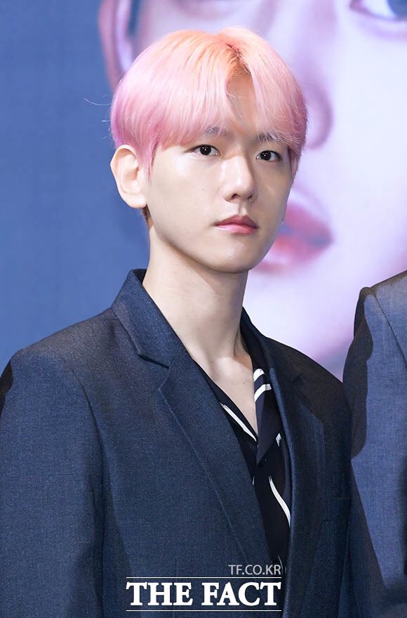 BAEKHYUNinweibo's tweet photo. [TF포토] 'SuperM' 리더 백현, '청량미 넘치는 핑크빛 머리' (출처 : 더팩트 | 네이버 TV연예) https://t.co/6I7O2hyCU9

#백현 #BAEKHYUN #SuperM  @B_hundred_Hyun https://t.co/SBCJ6Gvawx
