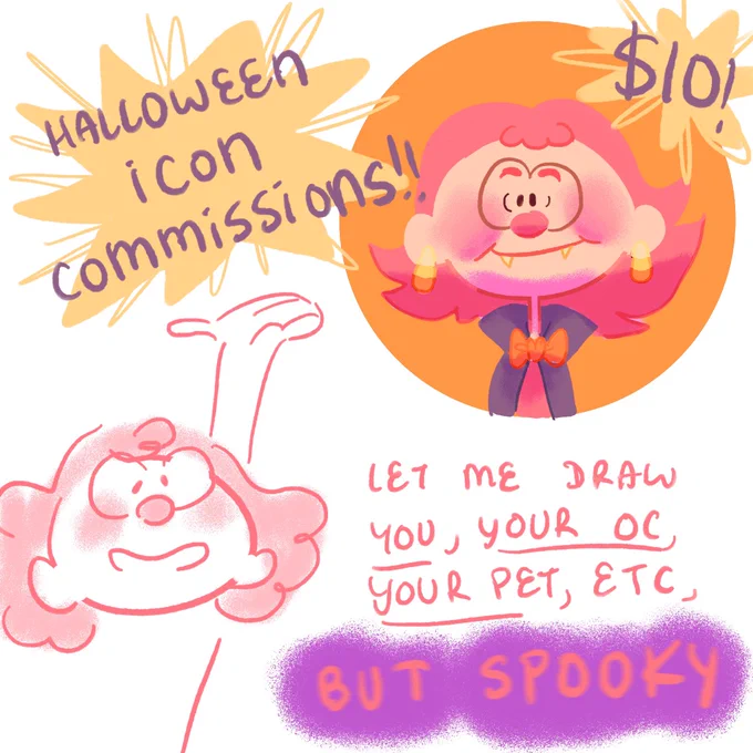 ✨? spooky halloween icon commissions OPEN!! ?✨ only 6 slots available, for a spooktacular price of $10! dm me to claim yours today!! 