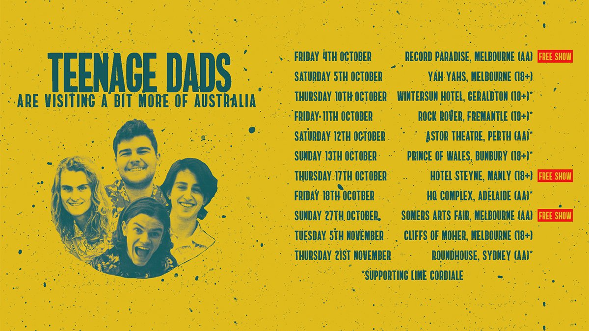 lnspecialevents's tweet photo. 🤸‍♂️ THIS WEEKEND @teenagedadsband are jumpin’ into a huuuuge tour, which kicks off in Melb on Fri at @RecordParadise (free) + Sat at @IamYahYahs. Get yourself thurrr y-don’tcha? 🌟 #livemusic https://t.co/yRkivkYHFs