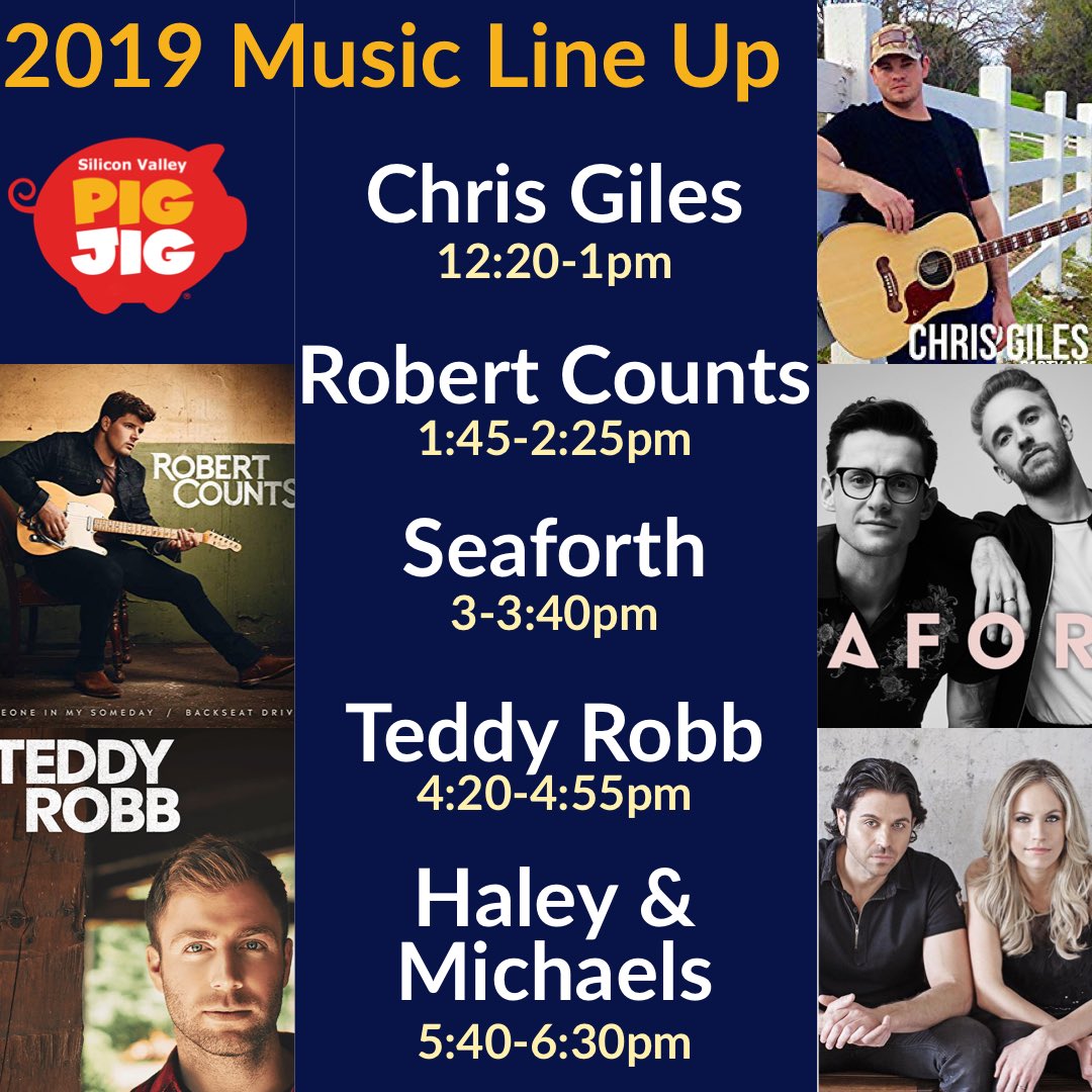 ValleyPigJig's tweet photo. our awesome music line up thanks to @KRTY Rising Artist Showcase!!! #chrisgiles #robertcounts #seaforth #teddyrobb #haleyandmichaels https://t.co/Md9kAdIlRW