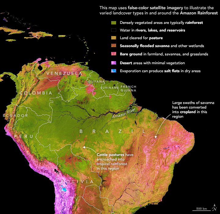 faconti's tweet image. "Usando dados do Landsat 7 e do Landsat 8 pesquisadores fizeram um extenso trabalho de mapeamento da #Amazônia e conseguiram identificar todos os tipos de cobertura da região" - 
 - 
earthobservatory.nasa.gov/images/145649/… - 
RT SpaceToday - #CoberturaVegetal -