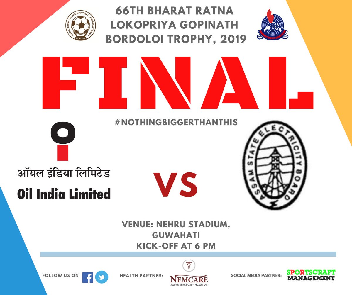 BordoloiTrophy's tweet photo. Today is the day. The final of #66thBordoloiTrophy is here. 

Two of the finest teams of Assam will lock horns. Witness the battle Royal. 🏆

Venue: Nehru Stadium 
Kick-off at 6 PM ⚽
Let's fillup the stands. Let's cheer for our stars. They deserve all our love &amp; respect. https://t.co/IpOZg5a9dD