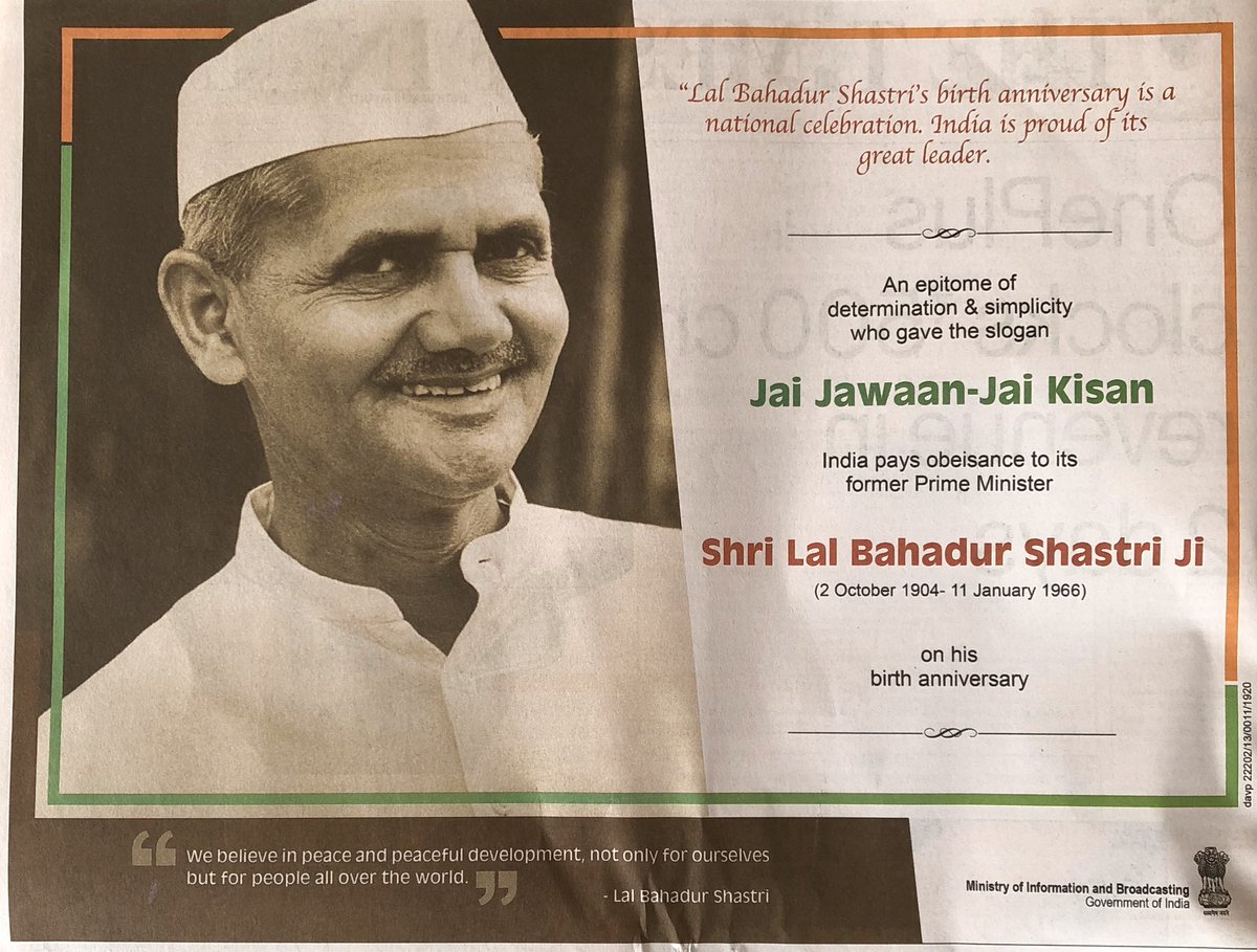 WriterYashpal's tweet photo. Why very few people know 2nd October as Lal Bahadur Shastri’s birthday? #lalbahadurshastrijayanti #lalbahadurshastri #lalbahadurshastri https://t.co/2HxmcxSGHd