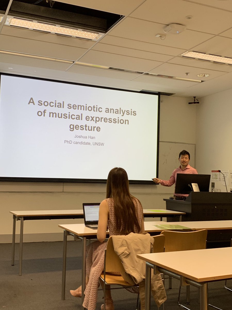 M_Zappavigna's tweet image. Great talk by Josh Han on gestures used to construe musical expression #sysfunc #asfla19 #asfla2019 #multimodality