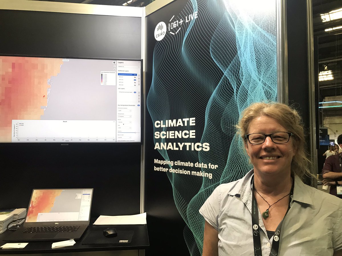 jackie_randles's tweet photo. We need to promote the evidence behind climate data more widely. Fascinating to talk to climate impact scientist Dr Leanne Webb #data61live @CSIRO who aggregates the latest global data to predict future conditions see https://t.co/a265M4ItFn https://t.co/QRtz3MPHFs