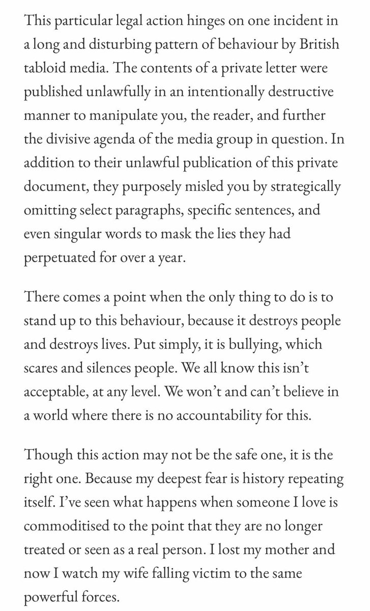 vicderbyshire's tweet photo. This statement from Prince Harry about what he describes as the bullying of Meghan by the tabloid press is incredible https://t.co/JEUVaJLNsO