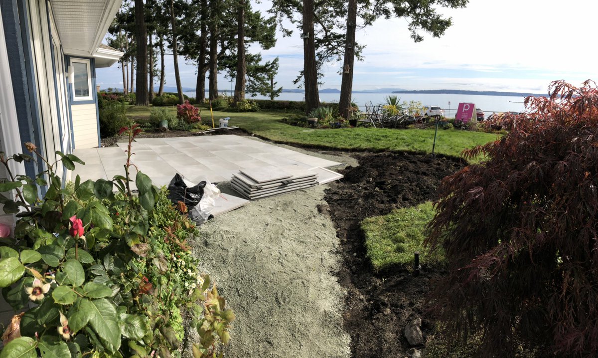 Not a bad view from our jobsite on this fine day in Sidney #thisissidney #landscapeconstruction #patio #aristokrat