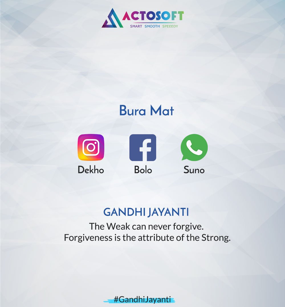 actosofts3's tweet photo. Today we pay our respects to the Mahatma on his 150th Birth Anniversary. A man whose thoughts continue to inspire us &amp; the world.

 #HappyGandhiJayanti #GandhiAt150 #GandhiJayanti #Actosoft #ActosoftGreeting https://t.co/YHh6x9AczU