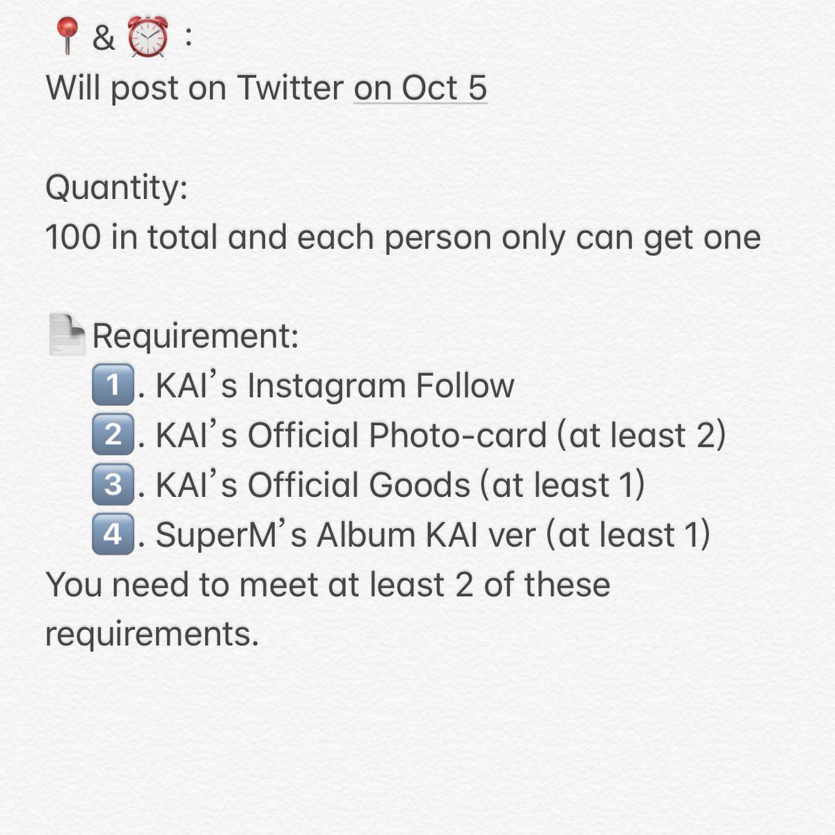 RenaissanceM114's tweet photo. I will distribute 100 reflective slogans to support KAI during “SuperM: Live from Capitol Records in Hollywood”.
And some details are in the last pic.Hoping you can get it and use it to give support to our KAI🥰
#김종인 #KIMJONGIN #카이 #KAI https://t.co/vZRFNEyBoQ