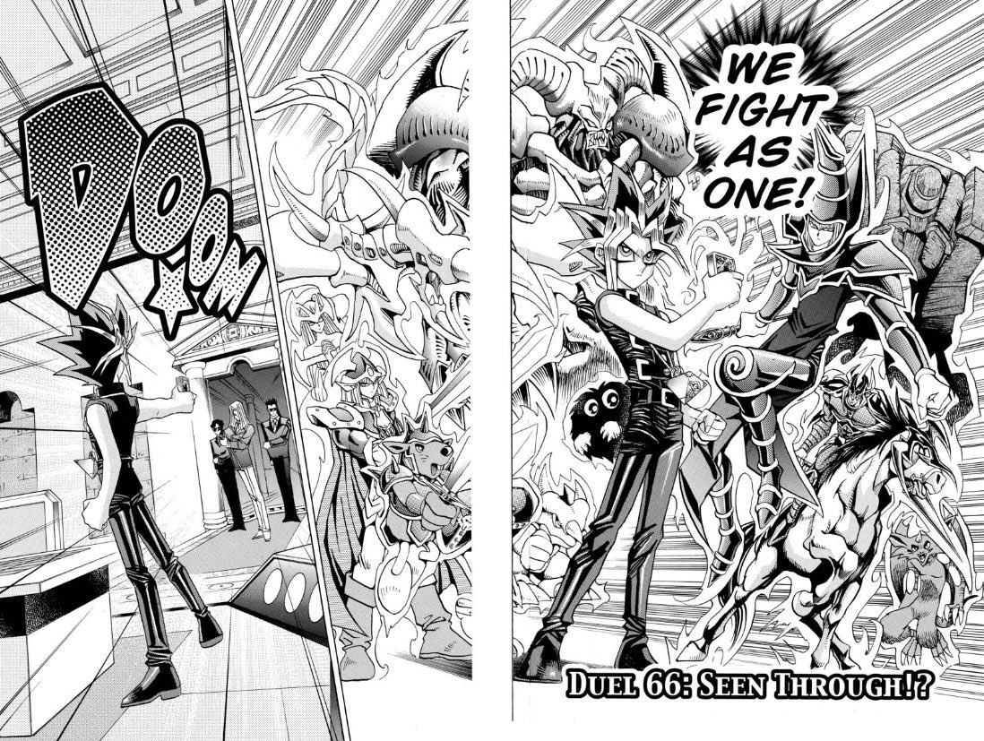 Imagine reading Duelist Kingdom weekly for over a year and finally making it to Yugi vs Pegasus.This is possibly my favorite two paged spread in the series so far.