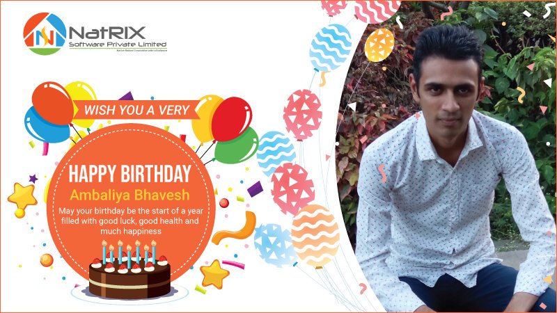 natrixsoftware's tweet photo. May your birthday be the start of a year filled with good luck, good health and much happiness -NatRIX Family
Happy Birthday Bhavesh
#birthdaycelebration #wishing #happy #prosperity #goodluck #happyemployee #fun #candles #cake #balloons
#natrixsoftware #surat #itcompany https://t.co/GOgDTihxk9