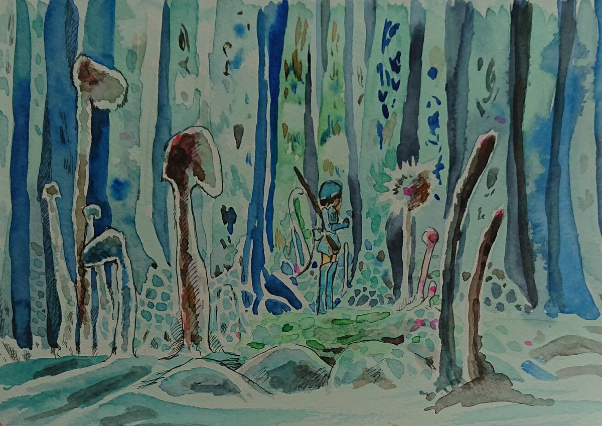 Yuyo 10 水 24 日 青梅市６月ハウスさんにて展示 今度 ナウシカで歌舞伎を行うそうですね 腐海の怪しくて 綺麗な感じとか どうやって表現するんだろう ナウシカの原作ファンとしては 是非見てみたい けど 子供がいるから難しいかな 水彩画