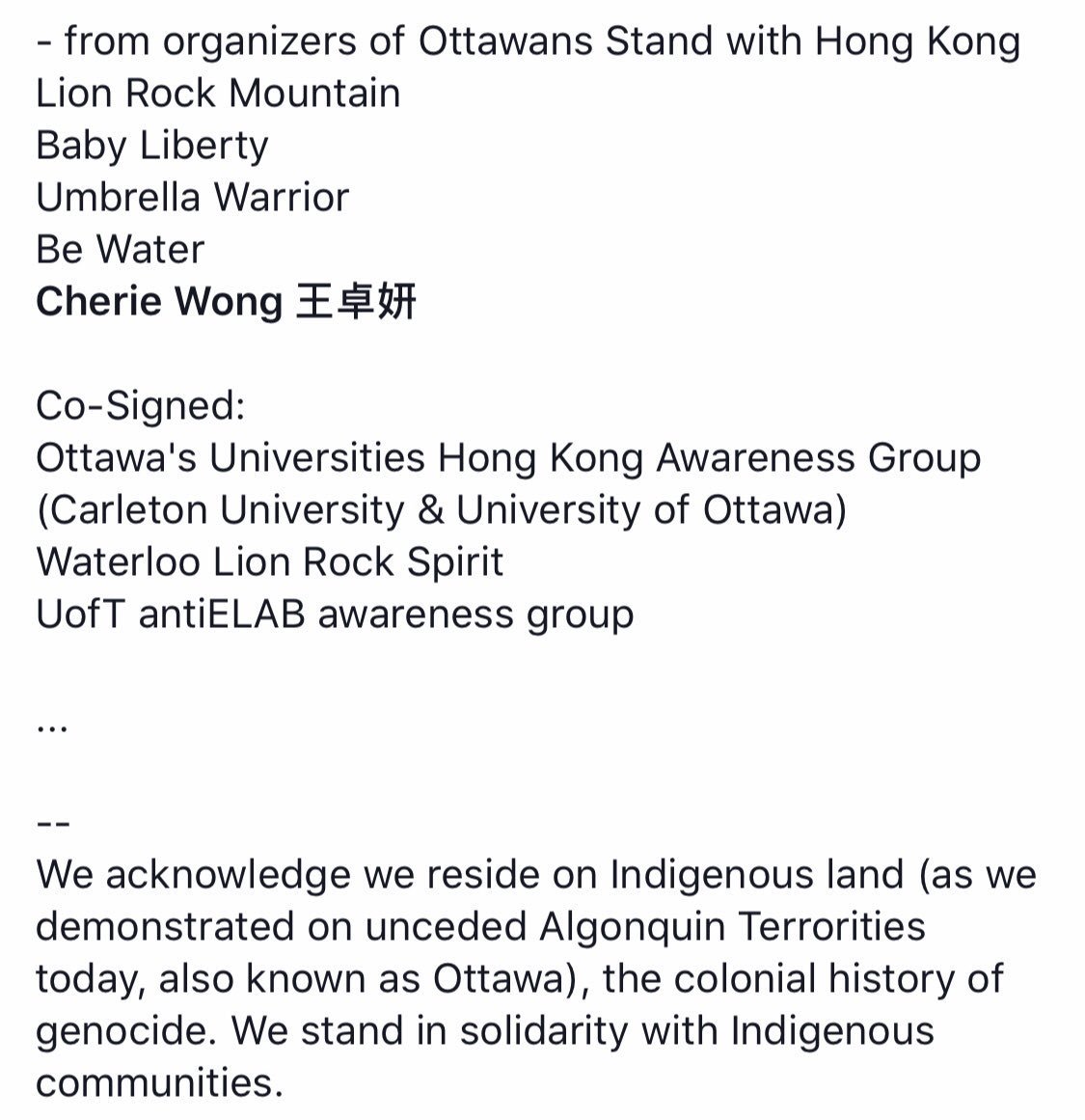 And this type of aggression by pro-CCP nationalists happened TODAY in Ottawa as well.Shared by  @chercywong, organizer out there: https://twitter.com/chercywong/status/1179262601823444992