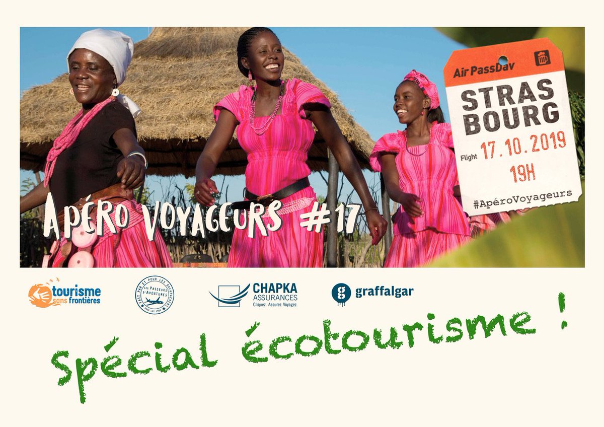 #VOYAGER autrement ?
Plus responsable, + durable, + éthique, + proche des populations locales.
Venez échanger à l'#ApéroVoyageurs jeudi 17 oct. 19h autour d'un #reportage "Namibie, l'#écotourisme naturellement !" C au <a href="/Graffalgar/">Graffalgar</a> #Strasbourg.
S'inscrire▶️
eventbrite.fr/e/billets-aper…