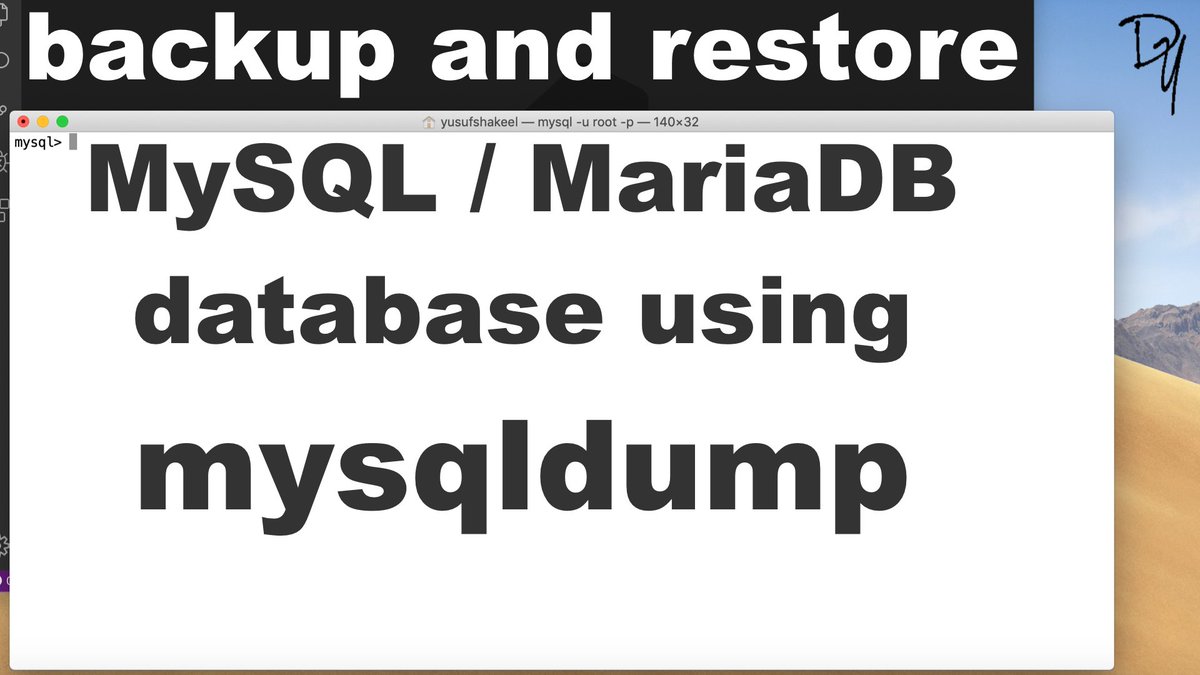 yusufshakeel's tweet image. How to Backup and Restore MySQL/MariaDB database using mysqldump
👉👉👉 youtu.be/BsKXzm6qbcM
#mysqldump #database #tech #tutorial #youtube #video #yusufshakeel
