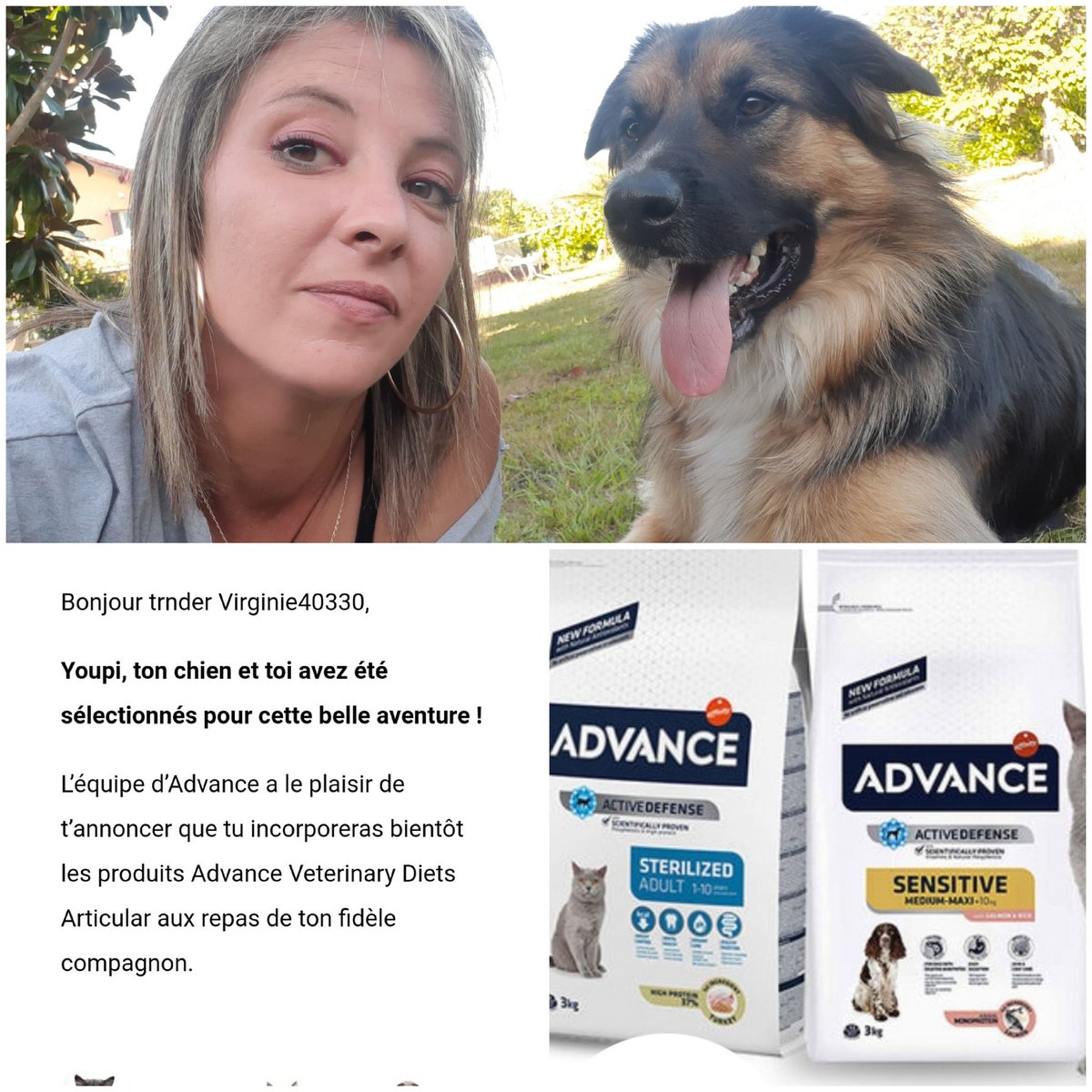 MorelVirginie8's tweet photo. Sélectionné ma patouille  et moi avec @trndfrance pour testé  les nouvelles croquettes Advance Veterinary diets Articular de chez  @Advance .
En attente  de notre colis.
Merciii pour cette sélection. 
#advancearticular #trnd
 #testdeproduits  #croquettes #chiengourmand https://t.co/Bowtlo4PhO