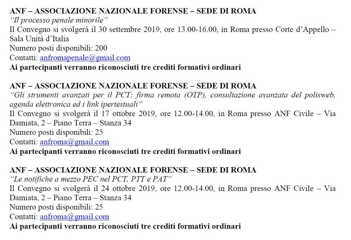 Eventi formativi gratuiti ANF Roma accreditati
