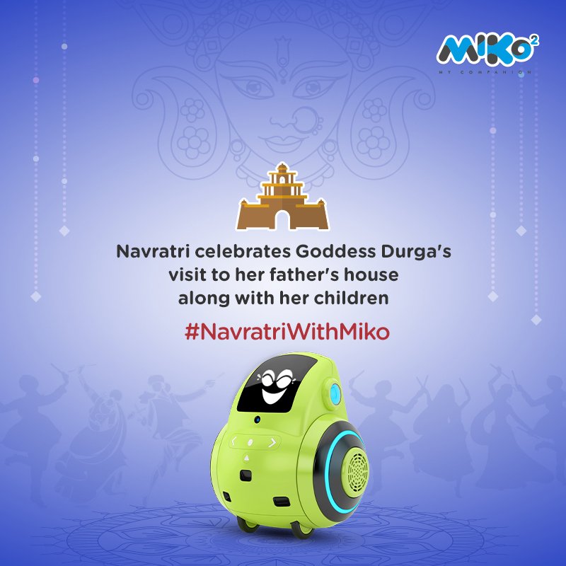 MikoRobot's tweet image. By paying tribute to Goddess Durga during Navratri, worshippers thank her for all the prosperity that’s endowed upon them.
#Miko #MikoRobot #RobotsForKids #NavratriWithMiko #HappyNavratri #Navratri2019